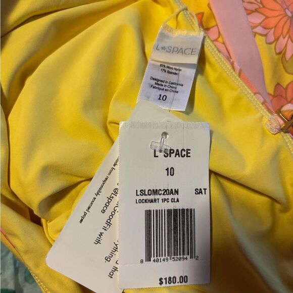 Nwt Anthropologie L*Space Floral Lockhart Belted One-Piece Swimsuit Pink Yellow - Picture 7 of 10